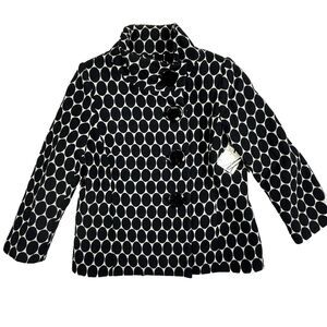 Milly of New York An Original Womens 8 Wool Blend Jacket Polka Dot Black White